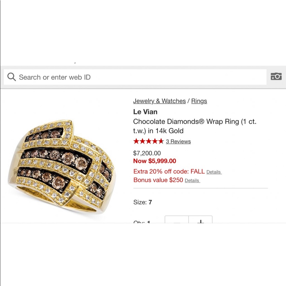 Le Vian chocolate diamond ring